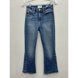 Frame Denim Le Crop Mini Boot Cut Jeans Womens 25 Snap Sides 26”Wx26”L Blue